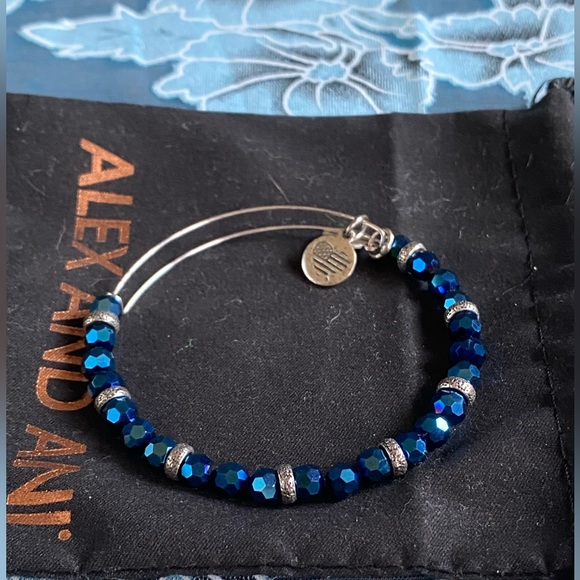 SALE ALEX AND ANI bangle,original bag,silver with dark blue ABS Crystals - Picture 5 of 6